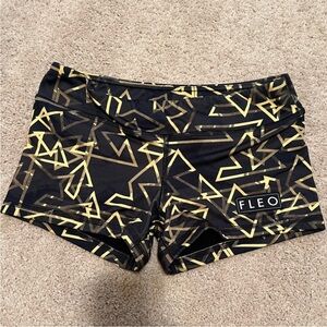 Fleo Women's Black and Gold Patterned Athletic Shorts